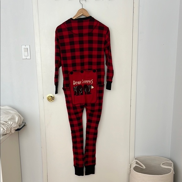 Red Plaid Kids One Piece Pajama - Picture 3 of 4